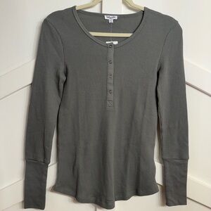 Splendid Army Green Long Sleeve Henley Top
